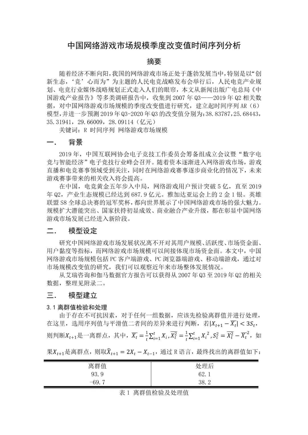 季度中国网络游戏市场容量变化时间序列分析